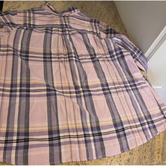 Croft & Barrow Plaid Flannel Shirt Plus Sz 2X Purple Pink Long Sleeve Cotton - Picture 13 of 14